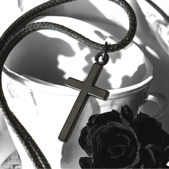 5 For $25💫Black Cross Pendant Necklace - Picture 1 of 3